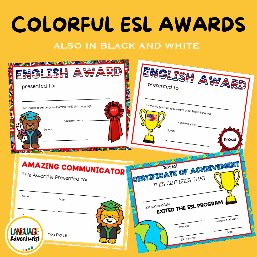Colorful Awards for English Language Learners - Language Adventurist